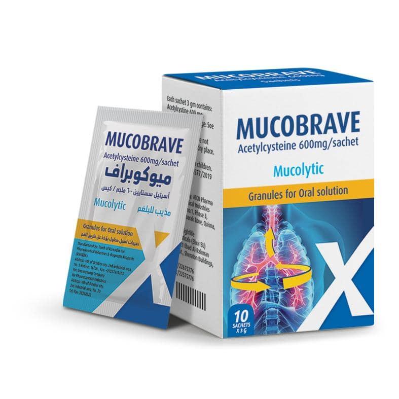 Mucobrave 600mg 10 sachets | ميكوبراف 600مجم 10 كيس